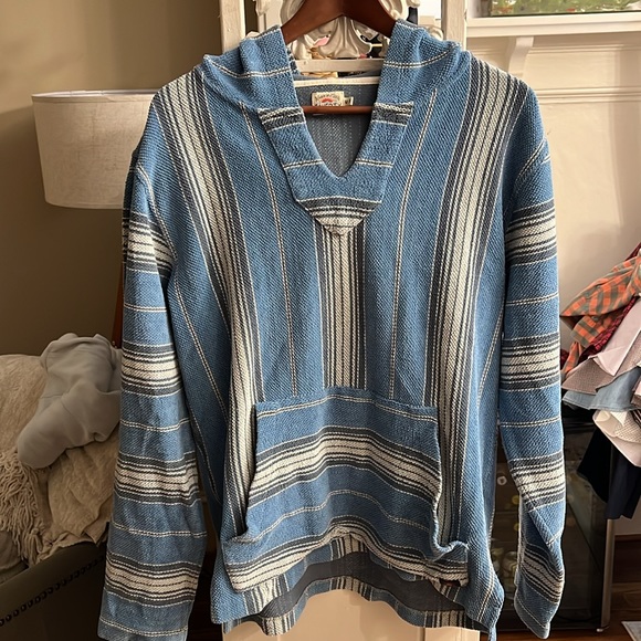 FAHERTY TERRY BAJA PONCHO-  MONTAUK BLUE SERAP. Men’s size medium - Picture 4 of 8